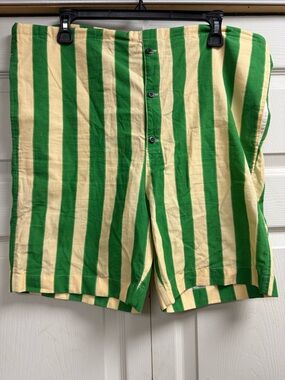 Prada Italy Mens Shorts Cotton Stripe Button Fly Drawstring XS